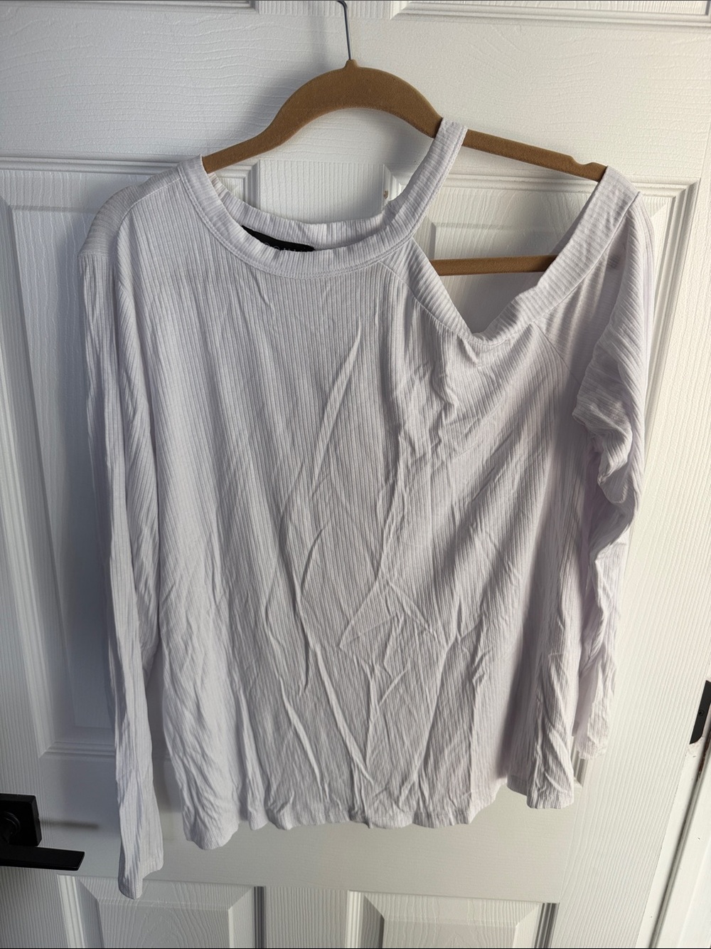 Women’s Eloquii Long Sleeve Ribbed Top - White